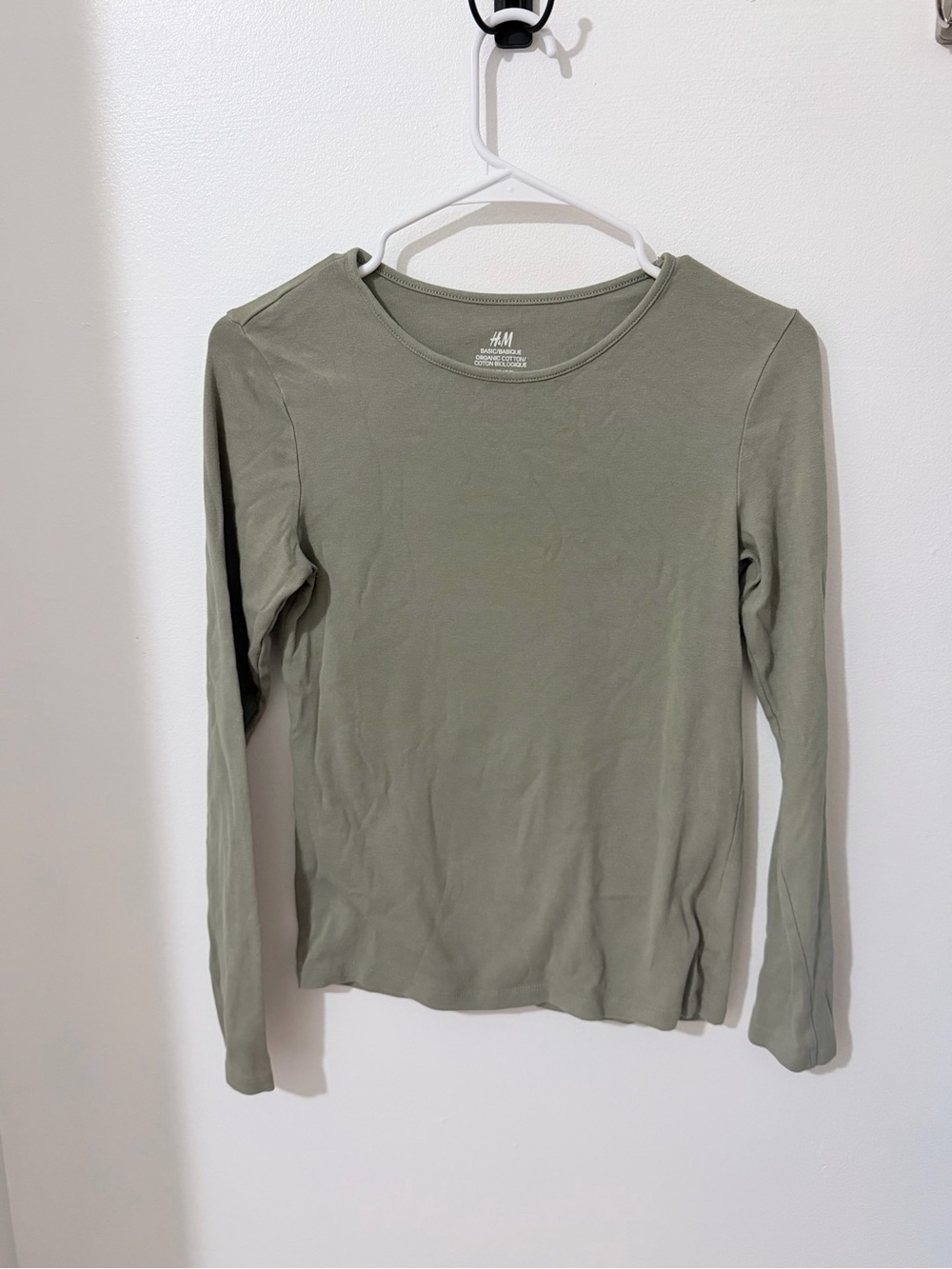 H&M Long Sleeve Crewneck Top - Olive Green